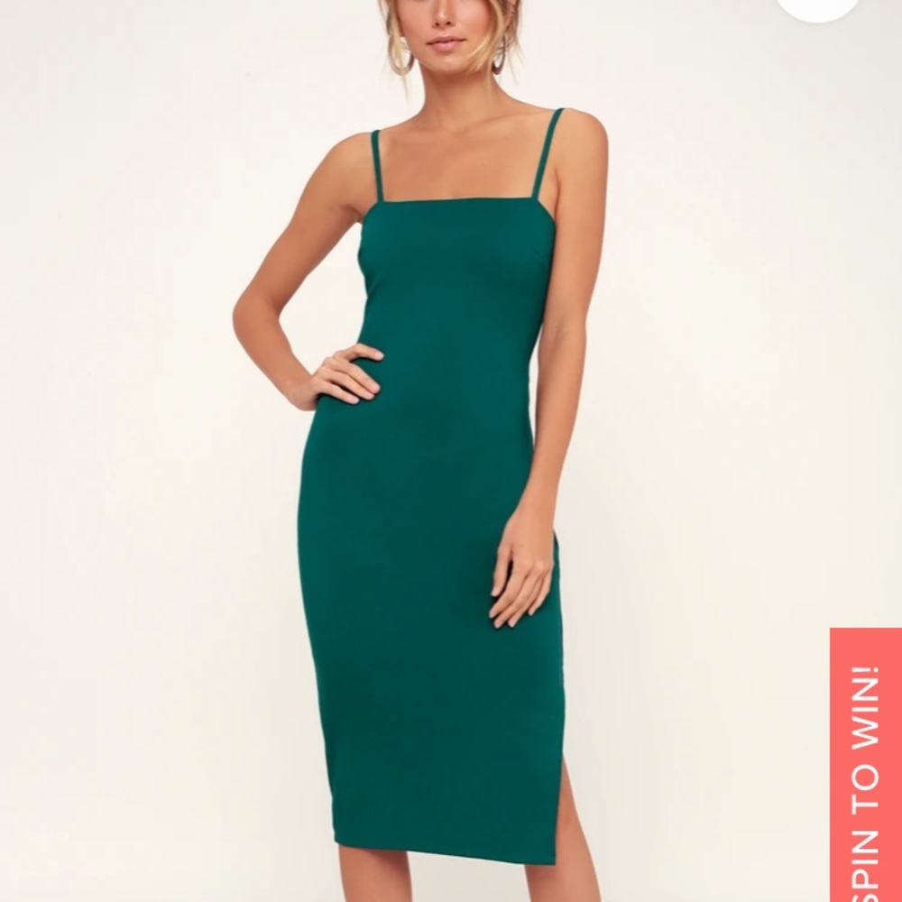 Paulina Forest Green Bodycon Midi Dress